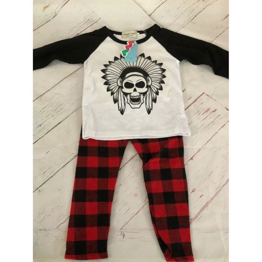 Xmas buffalo plaid outfit 90 9m 12m